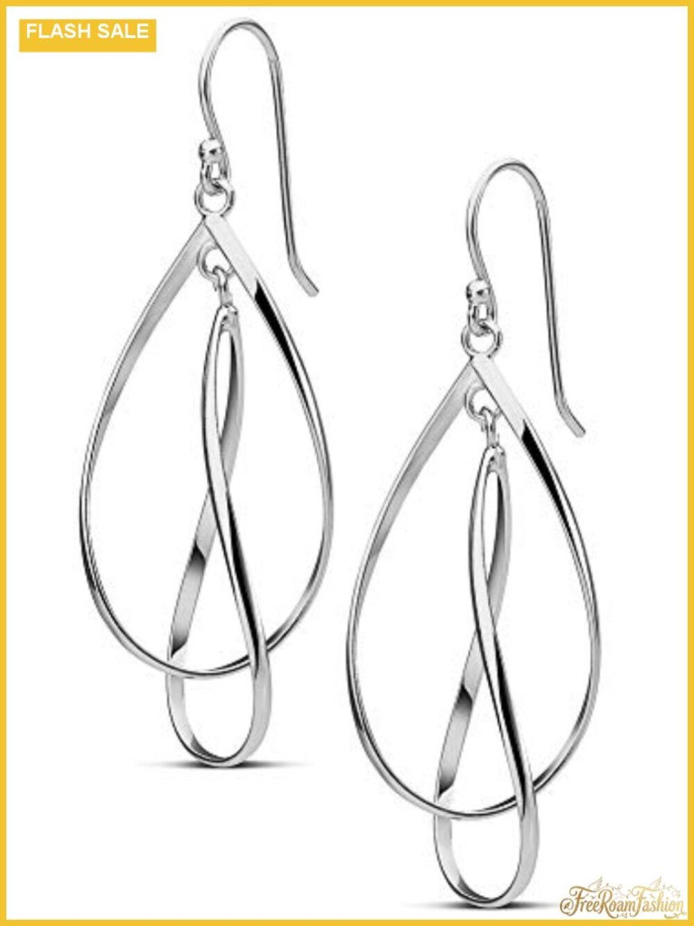 Sterling Silver Plated Teardrop Drop Dangle Earrings French Wire